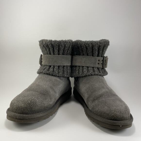 UGG Australia Cambridge Knit Suede 1006013 Sweater Boots Grey Womens Size 6 - Picture 9 of 11